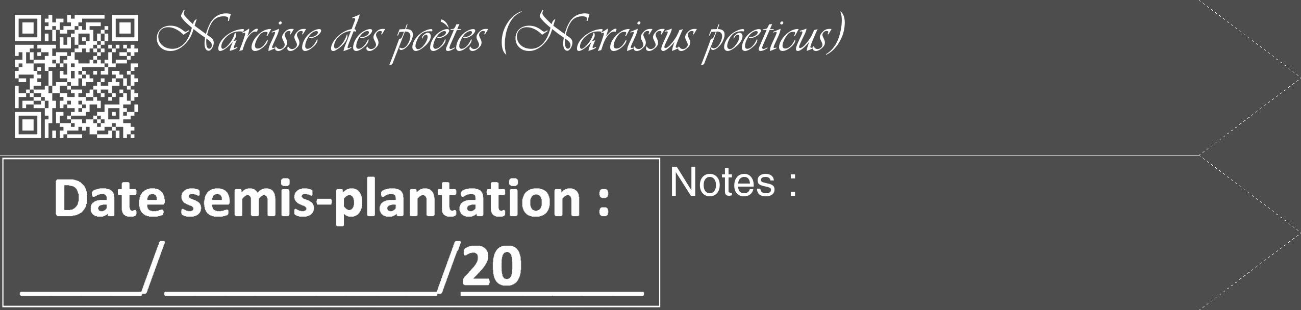 Étiquette de : Narcissus poeticus - format c - style blanche28_simple_simpleviv avec qrcode et comestibilité