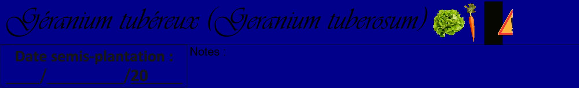 Étiquette de : Geranium tuberosum - format a - style noire7viv avec comestibilité simplifiée