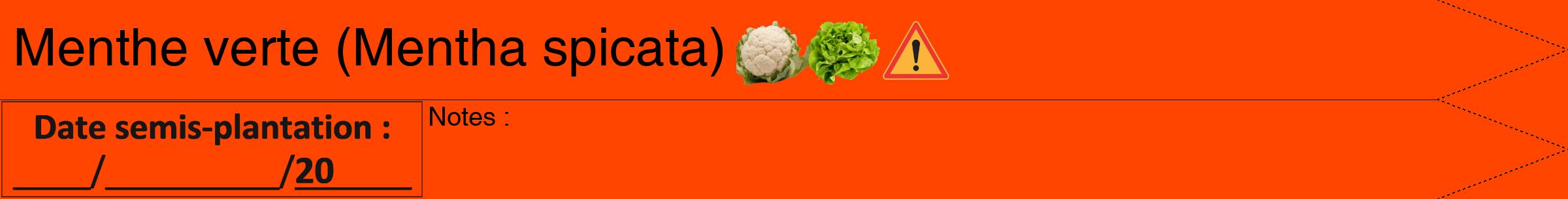 Étiquette de : Mentha spicata - format b - style noire26hel avec comestibilité simplifiée