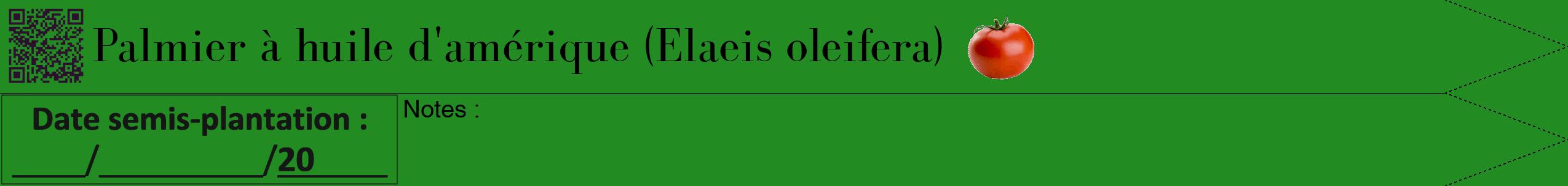 Étiquette de : Elaeis oleifera - format b - style noire10bod avec qrcode et comestibilité simplifiée