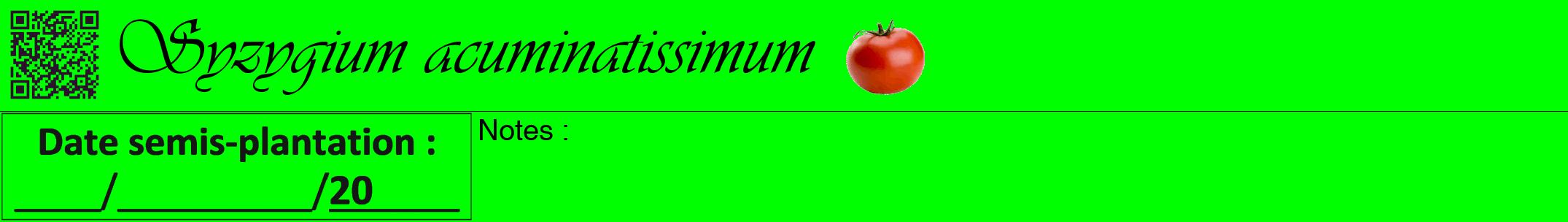 Étiquette de : Syzygium acuminatissimum - format a - style noire16viv avec qrcode et comestibilité simplifiée