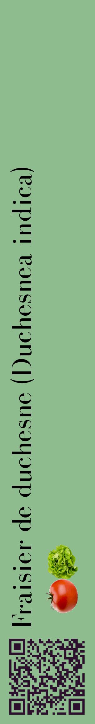 Étiquette de : Duchesnea indica - format c - style noire13_basiquebod avec qrcode et comestibilité simplifiée