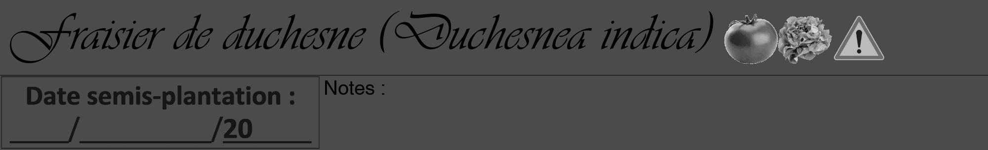 Étiquette de : Duchesnea indica - format a - style noire9viv avec comestibilité simplifiée