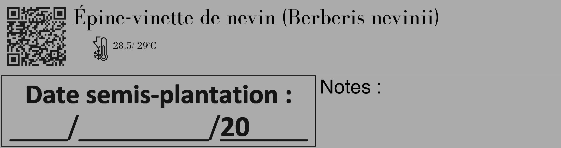 Étiquette de : Berberis nevinii - format c - style noire37_basique_basiquebod avec qrcode et comestibilité