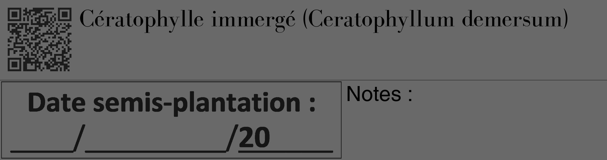Étiquette de : Ceratophyllum demersum - format c - style noire11_basique_basiquebod avec qrcode et comestibilité