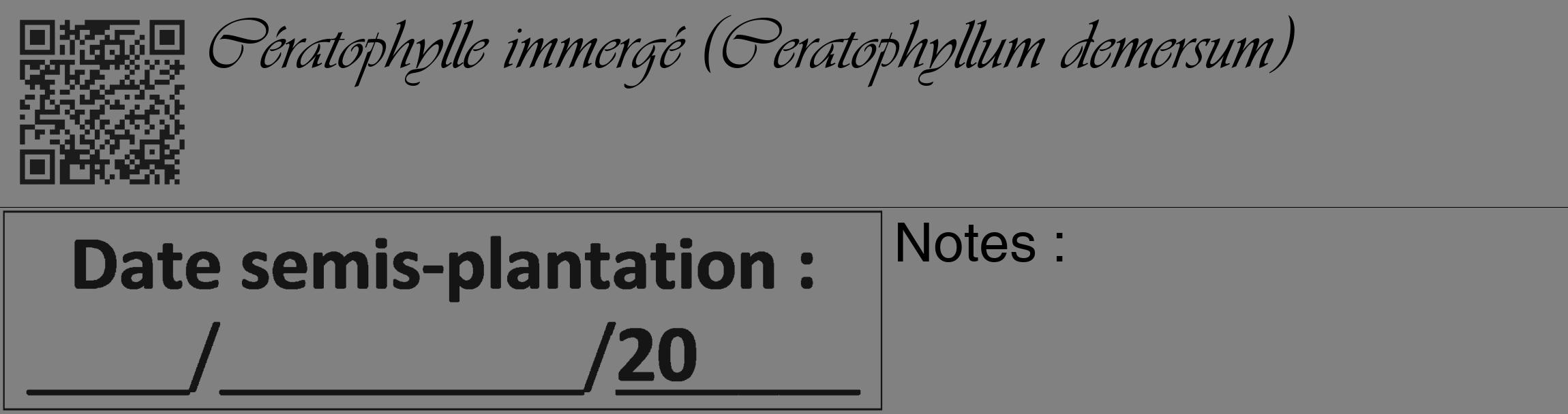 Étiquette de : Ceratophyllum demersum - format c - style noire50_basique_basiqueviv avec qrcode et comestibilité