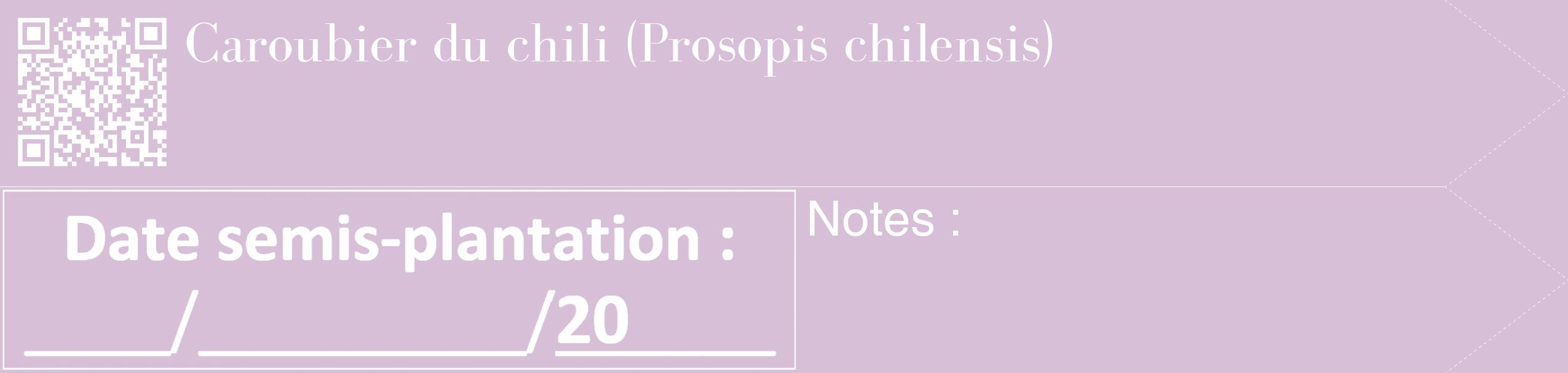 Étiquette de : Prosopis chilensis - format c - style blanche54_simple_simplebod avec qrcode et comestibilité