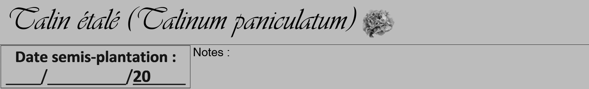 Étiquette de : Talinum paniculatum - format a - style noire1viv avec comestibilité simplifiée
