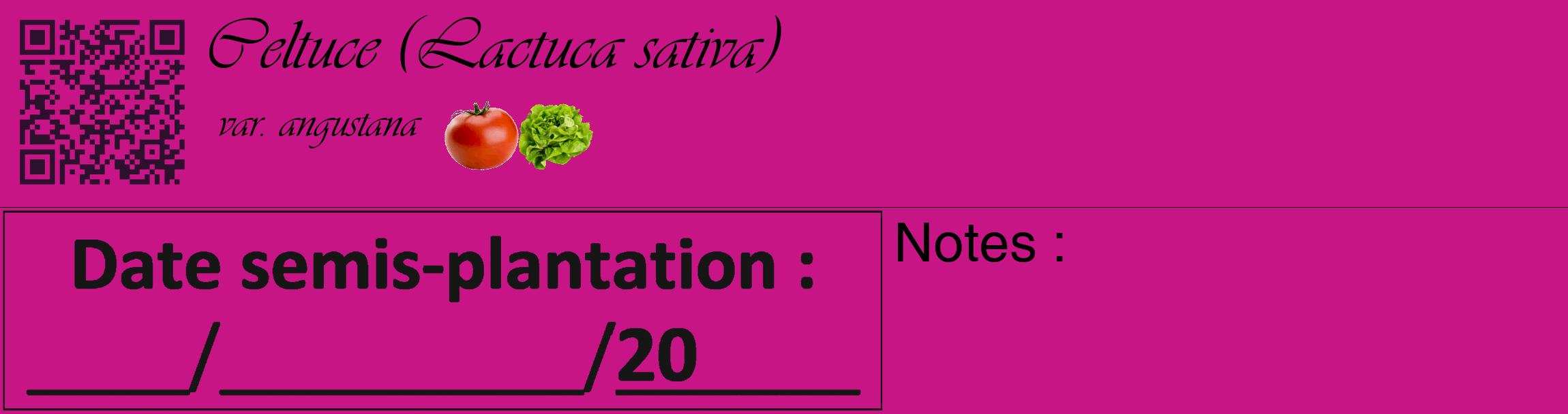 Étiquette de : Lactuca sativa var. angustana - format c - style noire45_basique_basiqueviv avec qrcode et comestibilité simplifiée